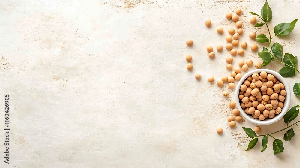 High-Angle Photo: Abundant Chickpeas Resting Beautifully on Light Textured Surface. AI Generated