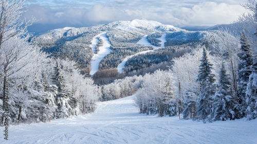 Snowy Mountain Ski Slopes Winter Wonderland