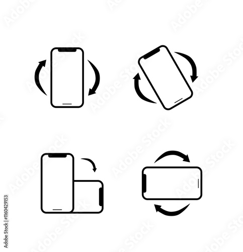 Rotate smartphone icon. Device rotation symbol. Rotate Mobile phone. Turn your device. Rotate smartphone, icon set vector illustration for web site or mobile app. transparent background