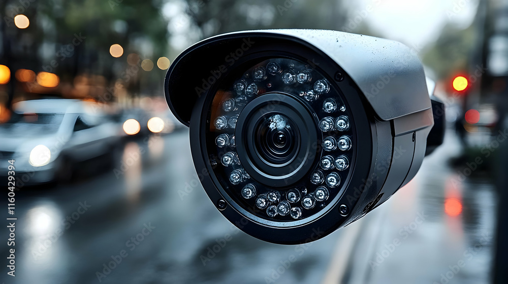 Realistic Photo - City Surveillance Camera Monitoring Traffic Realistic Photo - City Surveillance Camera Monitoring Traffic