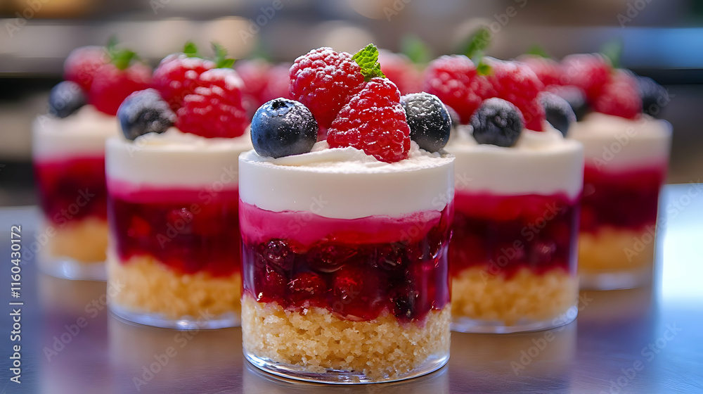 Photo Dessert Cups Raspberry Blueberry Sweet Treat Creamy Delightful Photo Dessert Cups Raspberry Blueberry Sweet Treat Creamy Delightful