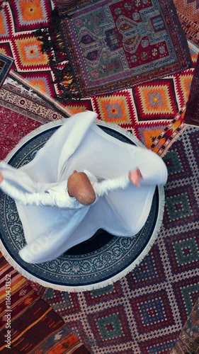 Aerial view of Sufi Whirling Dervish, Turkey