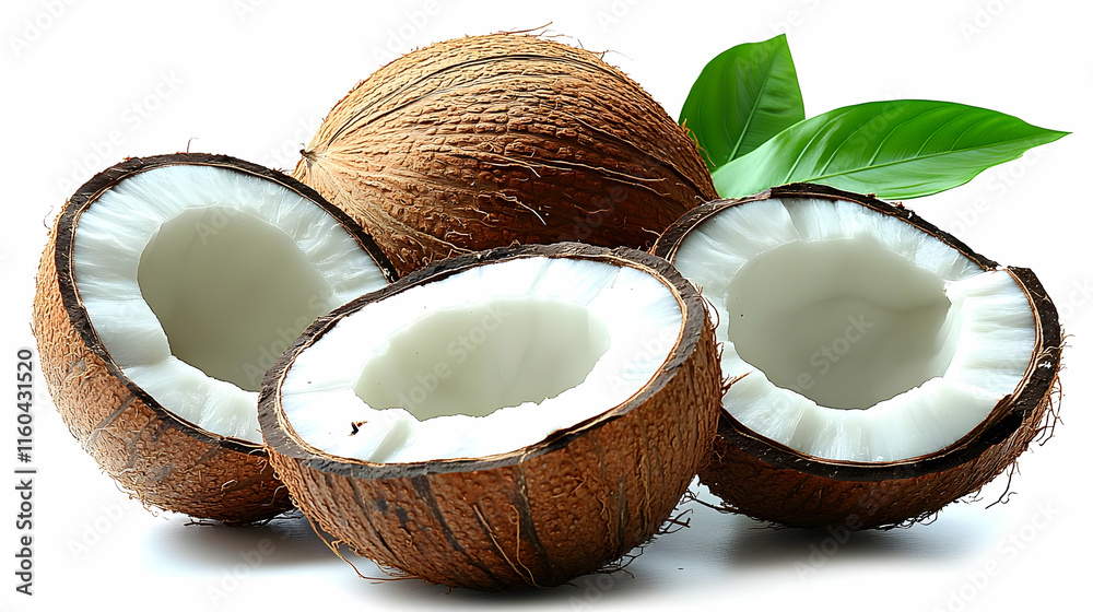 Photo Fresh Coconut, White Flesh, Tropical Fruit, Healthy Eating Photo Fresh Coconut, White Flesh, Tropical Fruit, Healthy Eating
