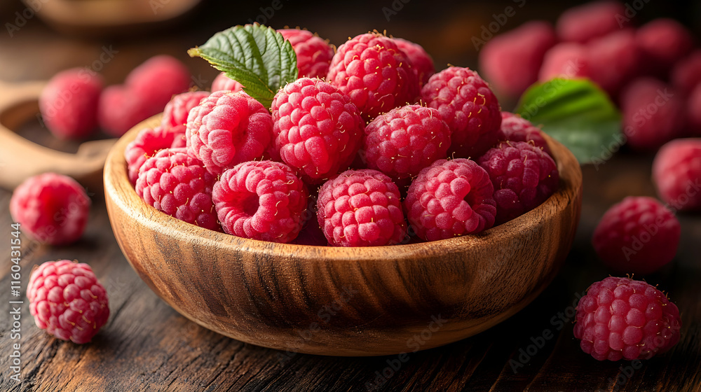 Photo Fresh Raspberries Fruit Red Healthy Bowl Rustic Wooden Photo Fresh Raspberries Fruit Red Healthy Bowl Rustic Wooden