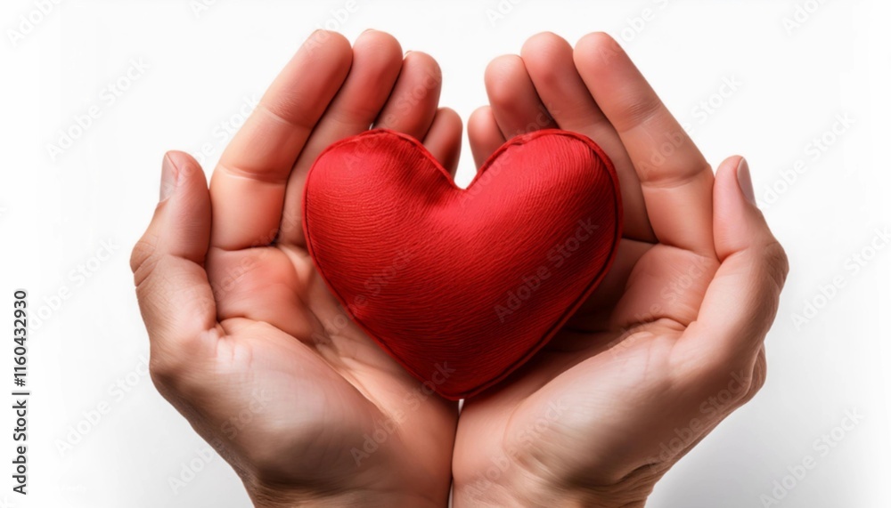 Hands holding red heart, showing symbol of love, human support to patient, promoting medical insurance, early checkup for healthcare, cardiologist help. Close up of object Hands holding red heart, showing symbol of love, human support to patient, promoting medical insurance, early checkup for healthcare, cardiologist help. Close up of object