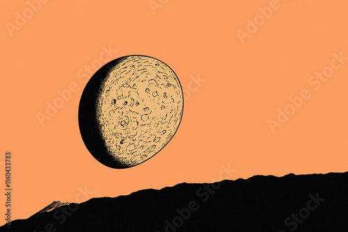 Moon on Orange Background