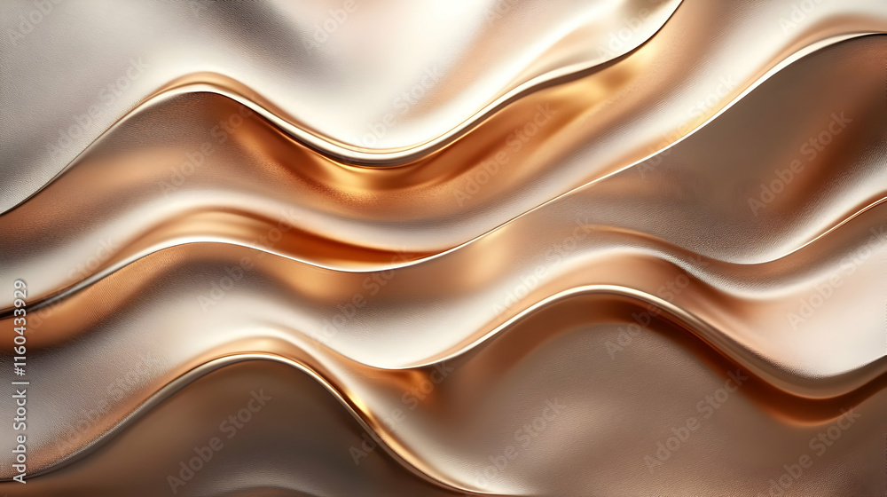 A smooth, flowing texture of metallic fabric in warm tones. A smooth, flowing texture of metallic fabric in warm tones.