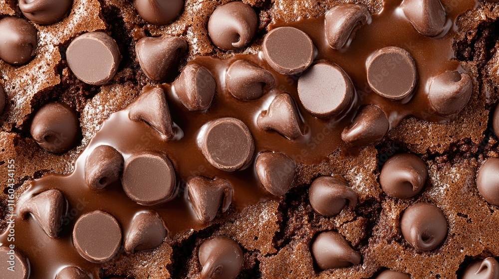 Fototapeta premium Deliciously Rich Chocolate Brownies with Melted Chocolate Chips