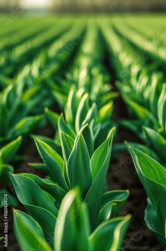 Wallpaper Mural A field of green plants with a bright sun shining on them Torontodigital.ca