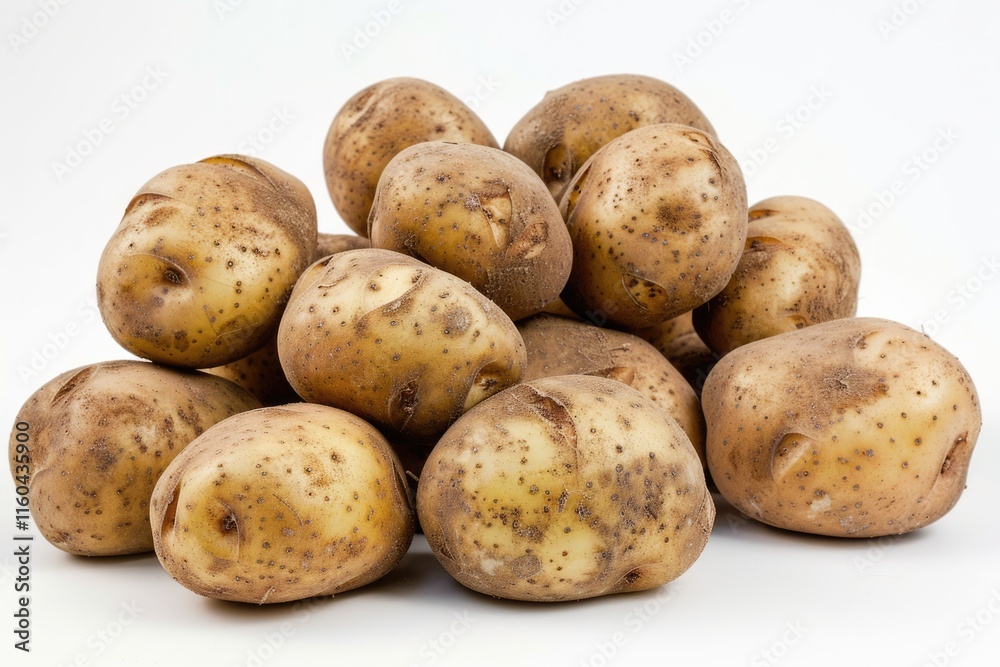 Close up shot of a bunch of potatoes on white background. Close up shot of a bunch of potatoes on white background.