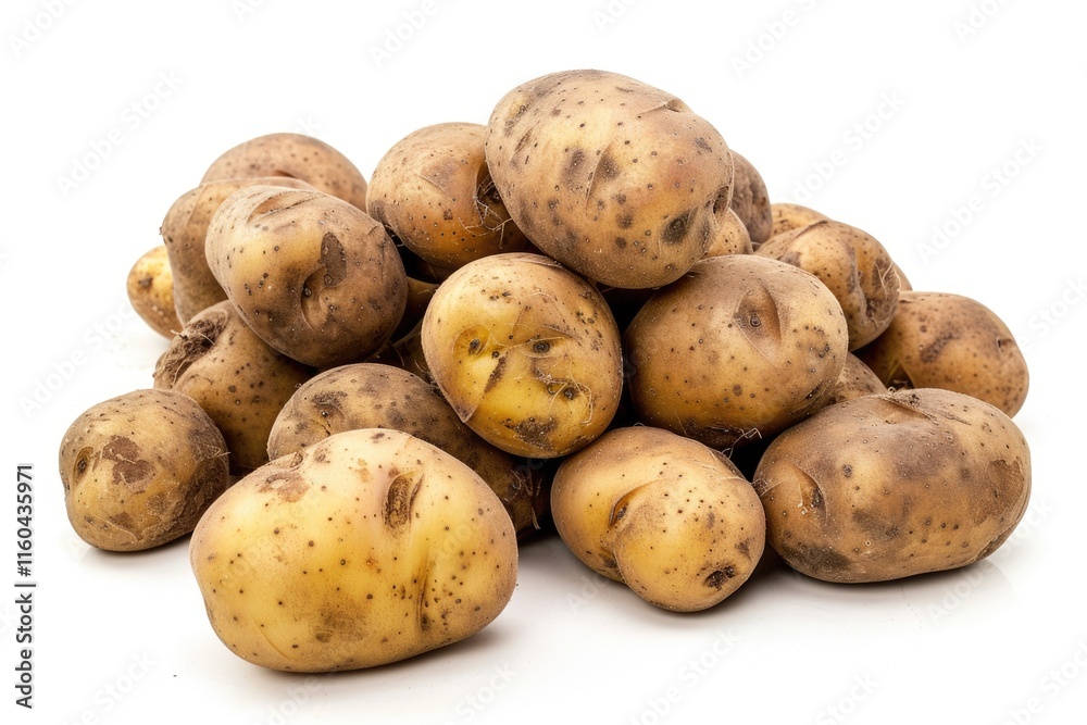 Close up shot of a bunch of potatoes on white background. Close up shot of a bunch of potatoes on white background.