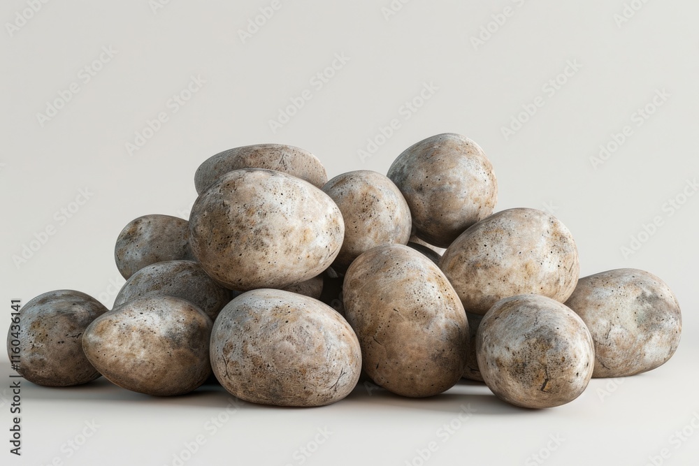 Fototapeta premium Close up shot of a bunch of potatoes on white background.