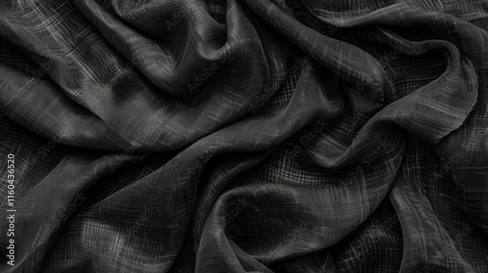 Dark, wrinkled, fabric texture. Dark, wrinkled, fabric texture.