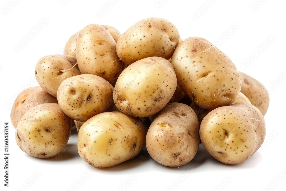 Close up shot of a bunch of potatoes on white background. Close up shot of a bunch of potatoes on white background.