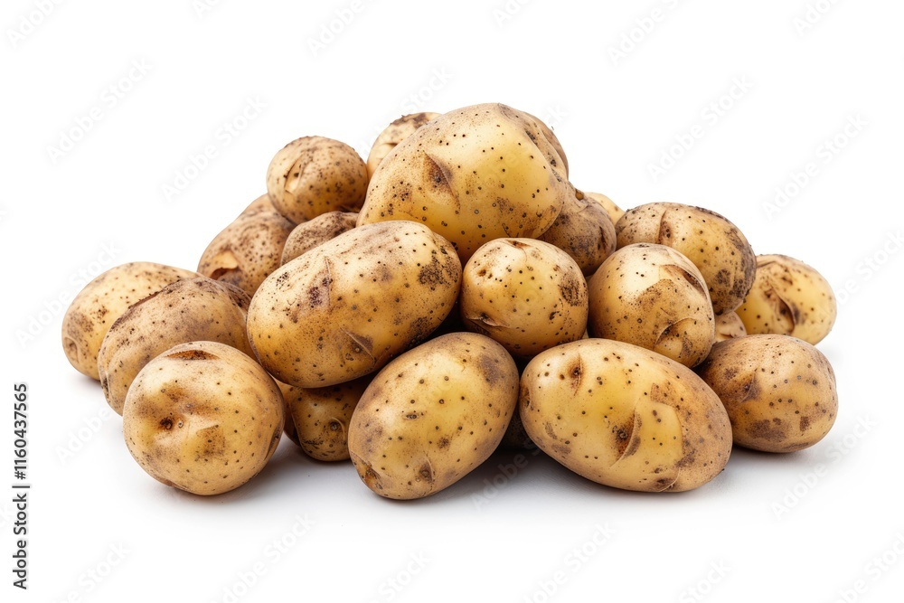 Close up shot of a bunch of potatoes on white background. Close up shot of a bunch of potatoes on white background.