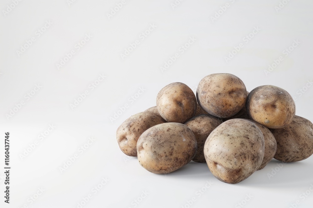 Close up shot of a bunch of potatoes on white background. Close up shot of a bunch of potatoes on white background.