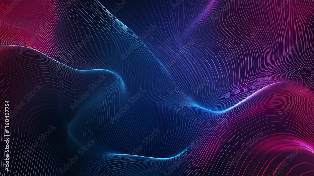 Abstract flowing lines, red and blue neon light waves. Abstract flowing lines, red and blue neon light waves.