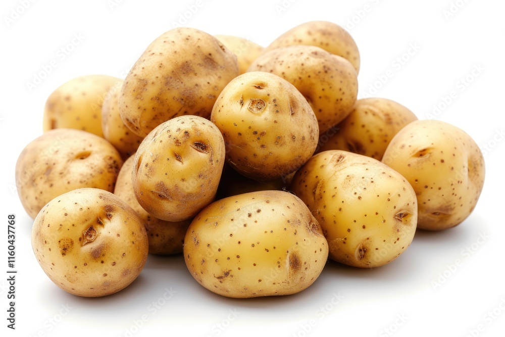 Close up shot of a bunch of potatoes on white background. Close up shot of a bunch of potatoes on white background.