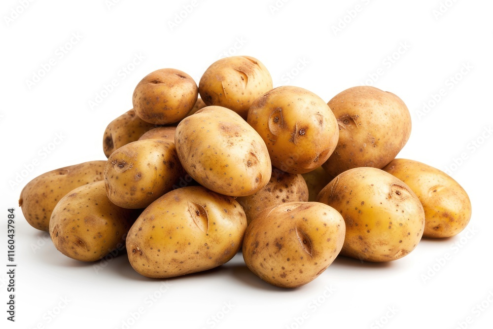 Close up shot of a bunch of potatoes on white background. Close up shot of a bunch of potatoes on white background.