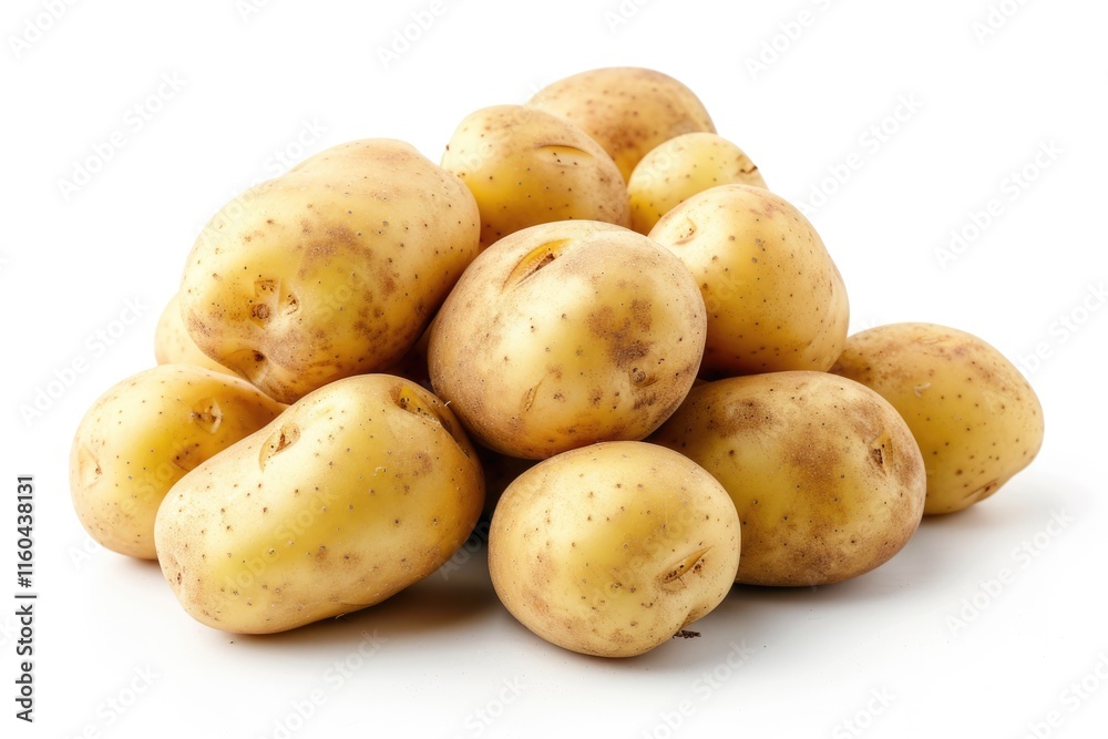 Close up shot of a bunch of potatoes on white background. Close up shot of a bunch of potatoes on white background.