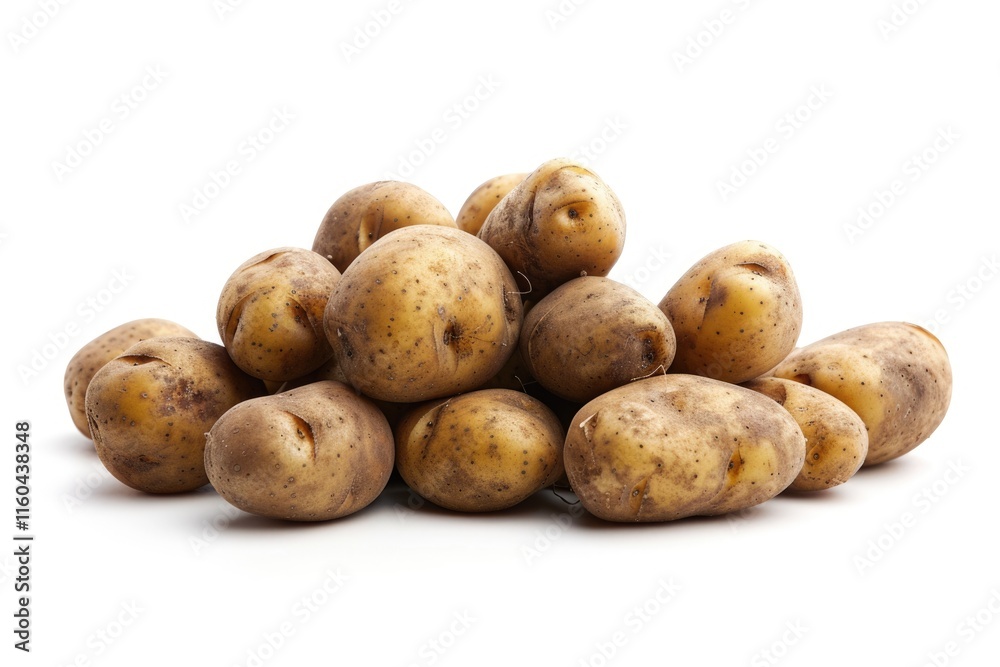 Close up shot of a bunch of potatoes on white background. Close up shot of a bunch of potatoes on white background.