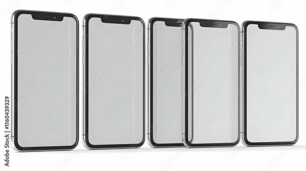 3D Illustration - Smartphones with Blank Screens, Mobile Technology, and Communication 3D Illustration - Smartphones with Blank Screens, Mobile Technology, and Communication