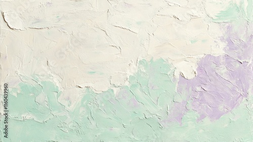 Abstract Pastel Painting White Green Lavender Hues photo