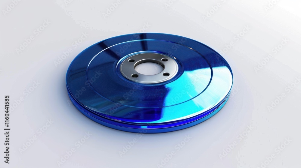 Shiny blue metallic plate with central hole. Shiny blue metallic plate with central hole.