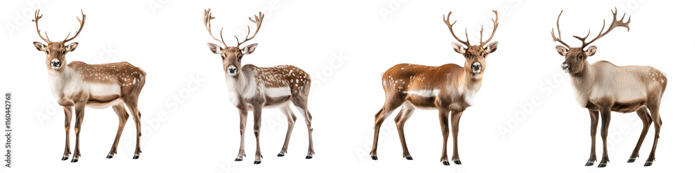 Realistic reindeer with antlers, isolated on transparency background Realistic reindeer with antlers, isolated on transparency background