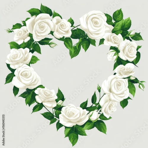White roses arranged in a heart shape. (1)