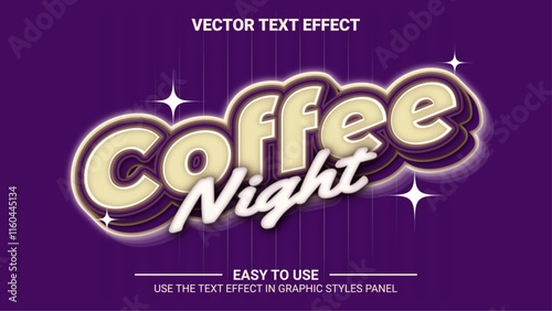 3d coffee night editable text effect