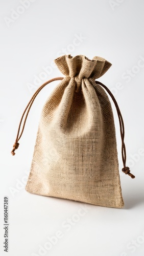 Eco-friendly hemp bag mockup with drawstring closure for design projects. photo