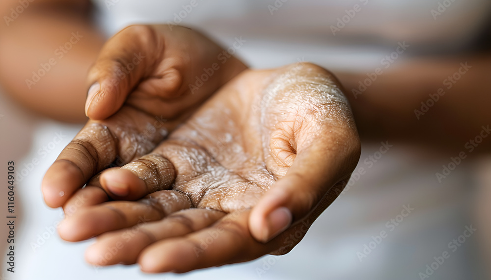 Fototapeta premium Woman with dry skin on hand, macro view
