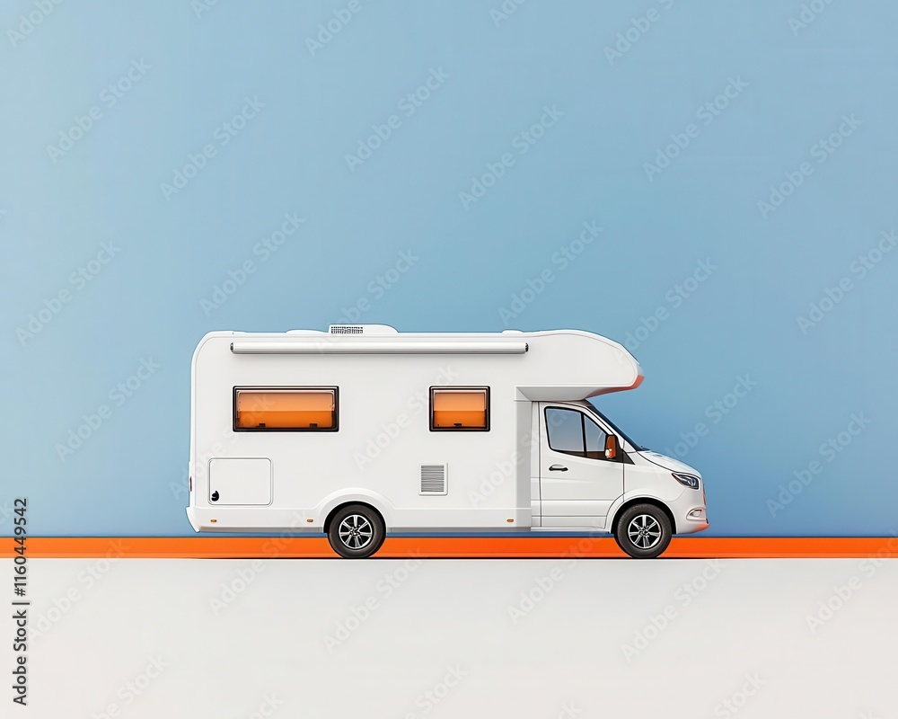 Naklejka premium A motorhome with a smart home system controlling climate, lighting, and security