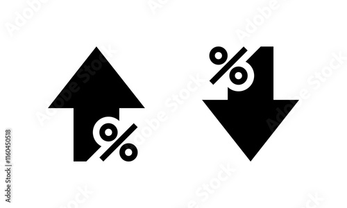 Up and down percent arrow icon. Percentage growth and decline arrows sign symbol