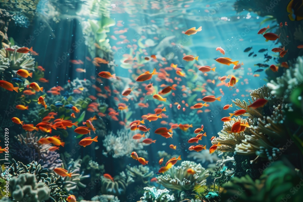 Vibrant coral reef with Anthias fish in tropical waters. Vibrant coral reef with Anthias fish in tropical waters.