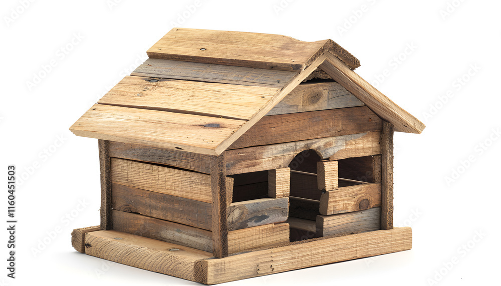 Wooden house model isolated on white. Saving money concept Wooden house model isolated on white. Saving money concept