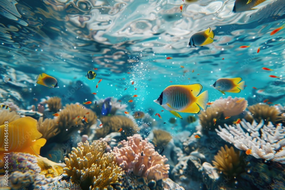 Fototapeta premium Underwater Scene With Reef And Tropical Fish