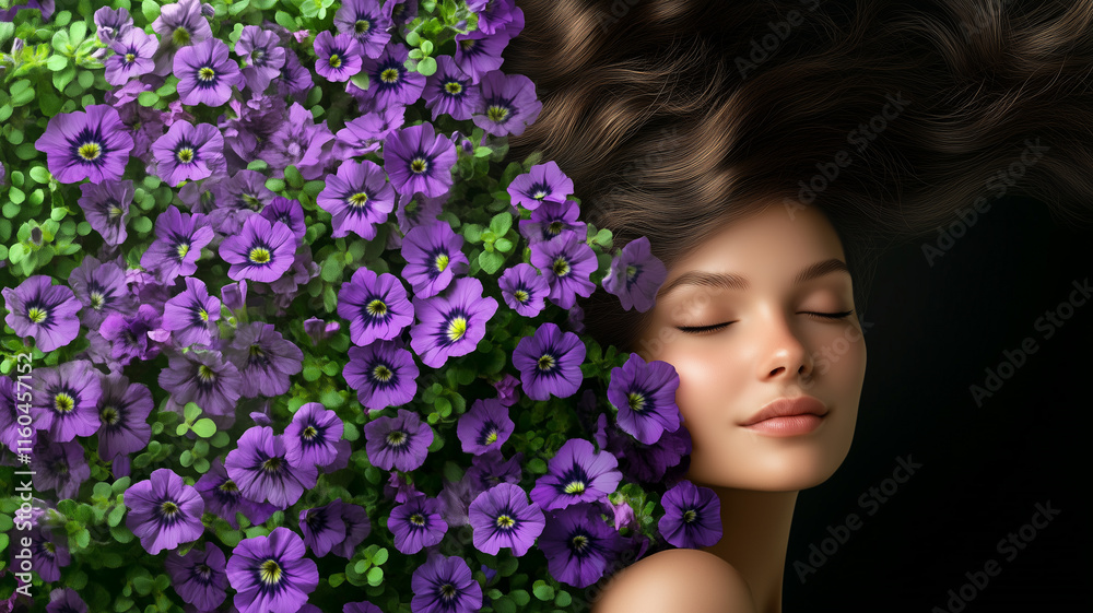 Photorealistic Portrait of young woman with healthy hair Photorealistic Portrait of young woman with healthy hair