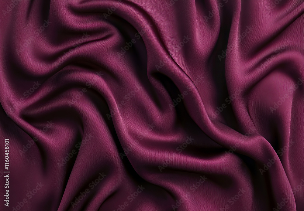 Fototapeta premium A rich dark red satin fabric with soft folds and curves. Its smooth texture and luxurious appearance make it an elegant background choice.