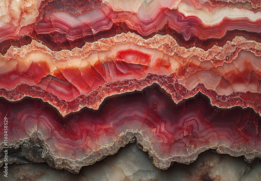 A textured red agate background with flowing pink hues creates an elegant and luxurious design suitable for sophisticated projects.