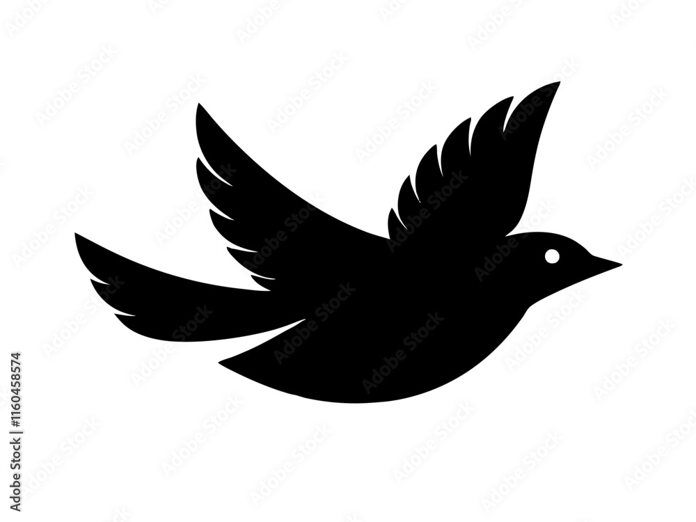 Fototapeta premium flying bird black silhouette vector, Simple silhouette Design vector icon with white background
