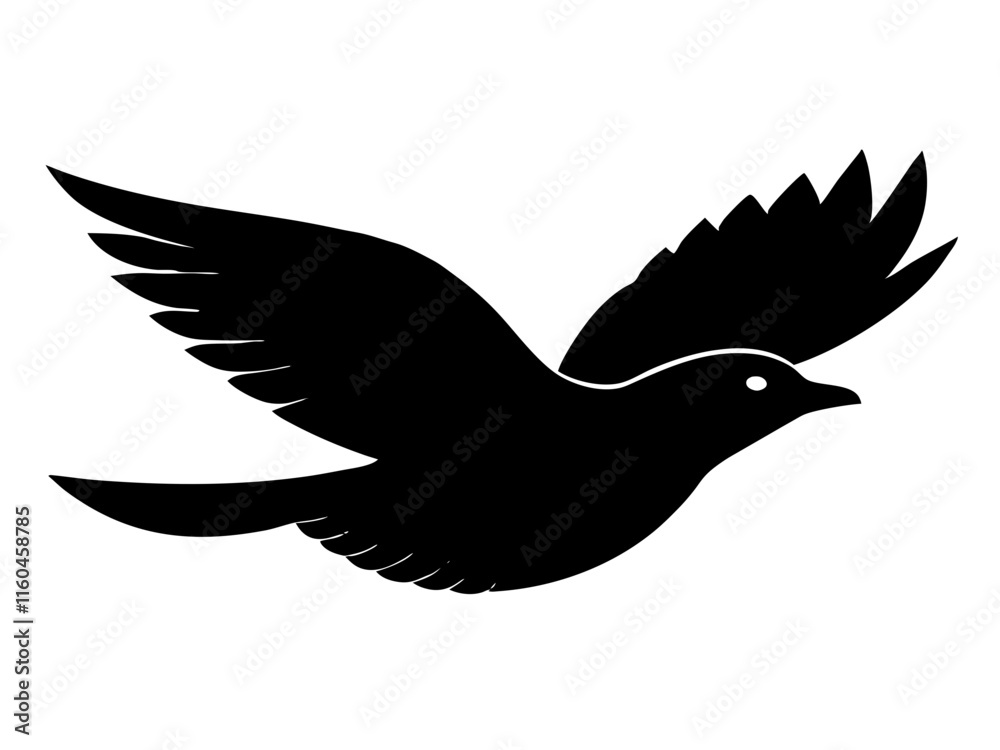 Fototapeta flying bird black silhouette vector, Simple silhouette Design vector icon with white background