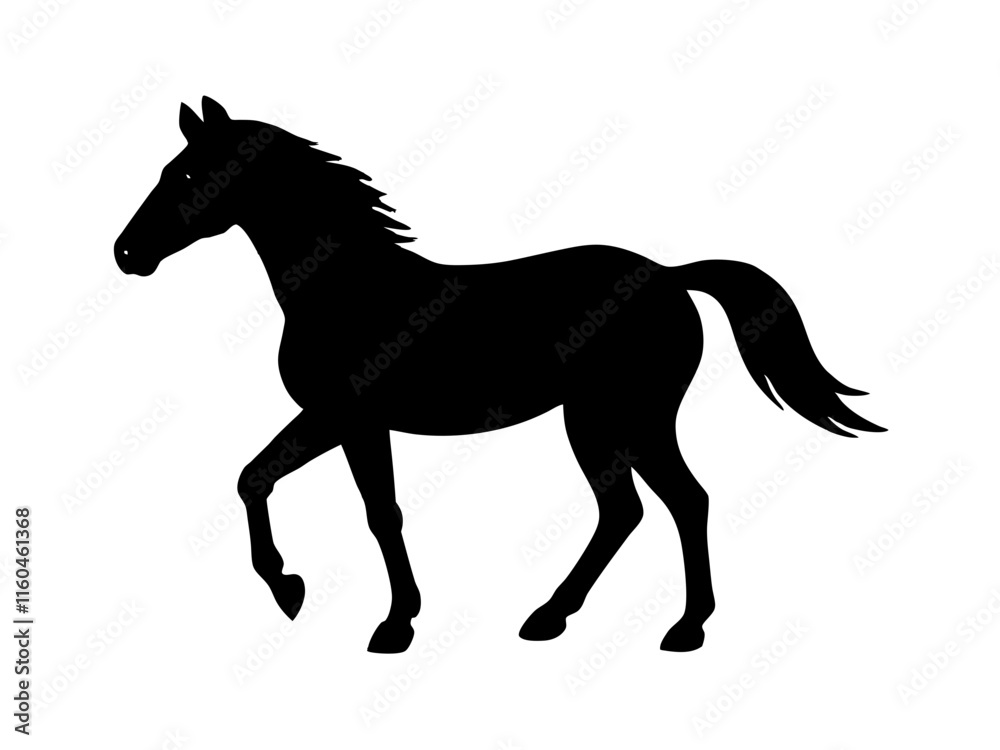 Horse black silhouette vector, Simple silhouette Design vector icon with white background Horse black silhouette vector, Simple silhouette Design vector icon with white background