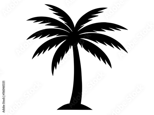 palm tree black silhouette vector, Simple silhouette Design vector icon with white background