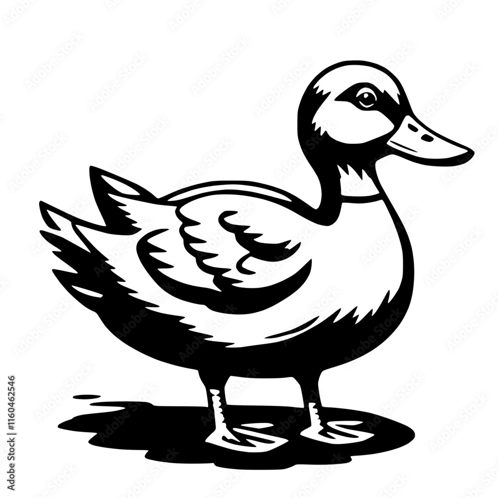 Obraz premium Artistic Duck Black and White Vector Art