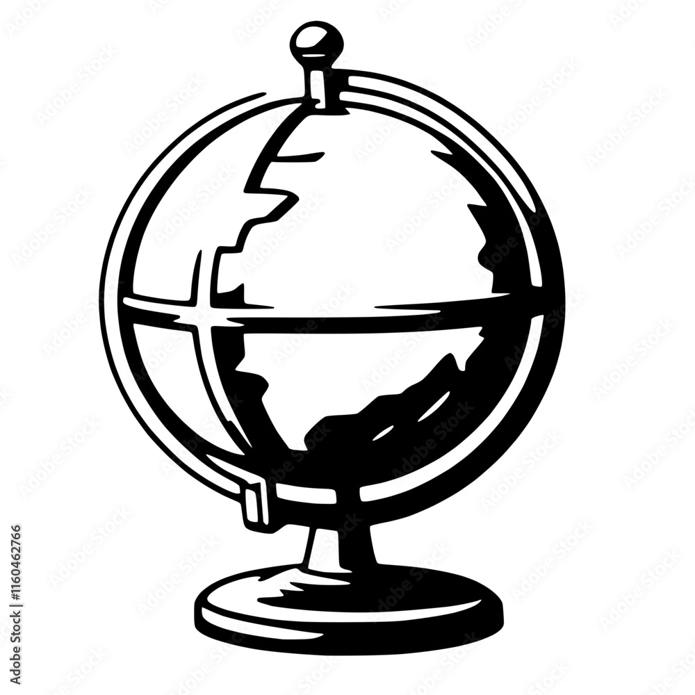 Modern Globe Vector Graphic in Black and White Modern Globe Vector Graphic in Black and White