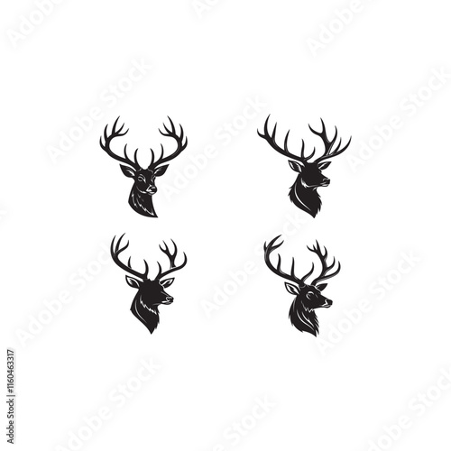 create a Deer antlers silhouette vector icon desing with a white background