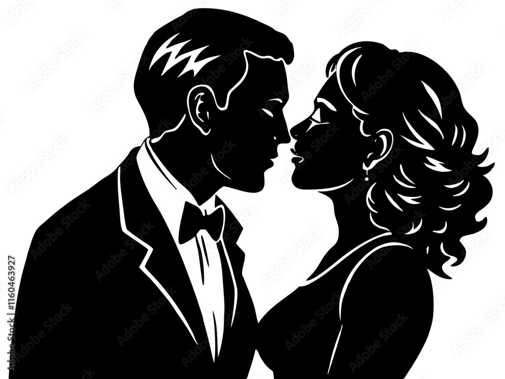 Couple black silhouette vector, Simple silhouette Design vector icon with white background