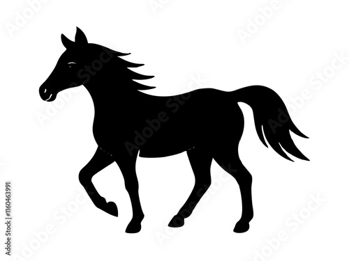 Horse black silhouette vector, Simple silhouette Design vector icon with white background